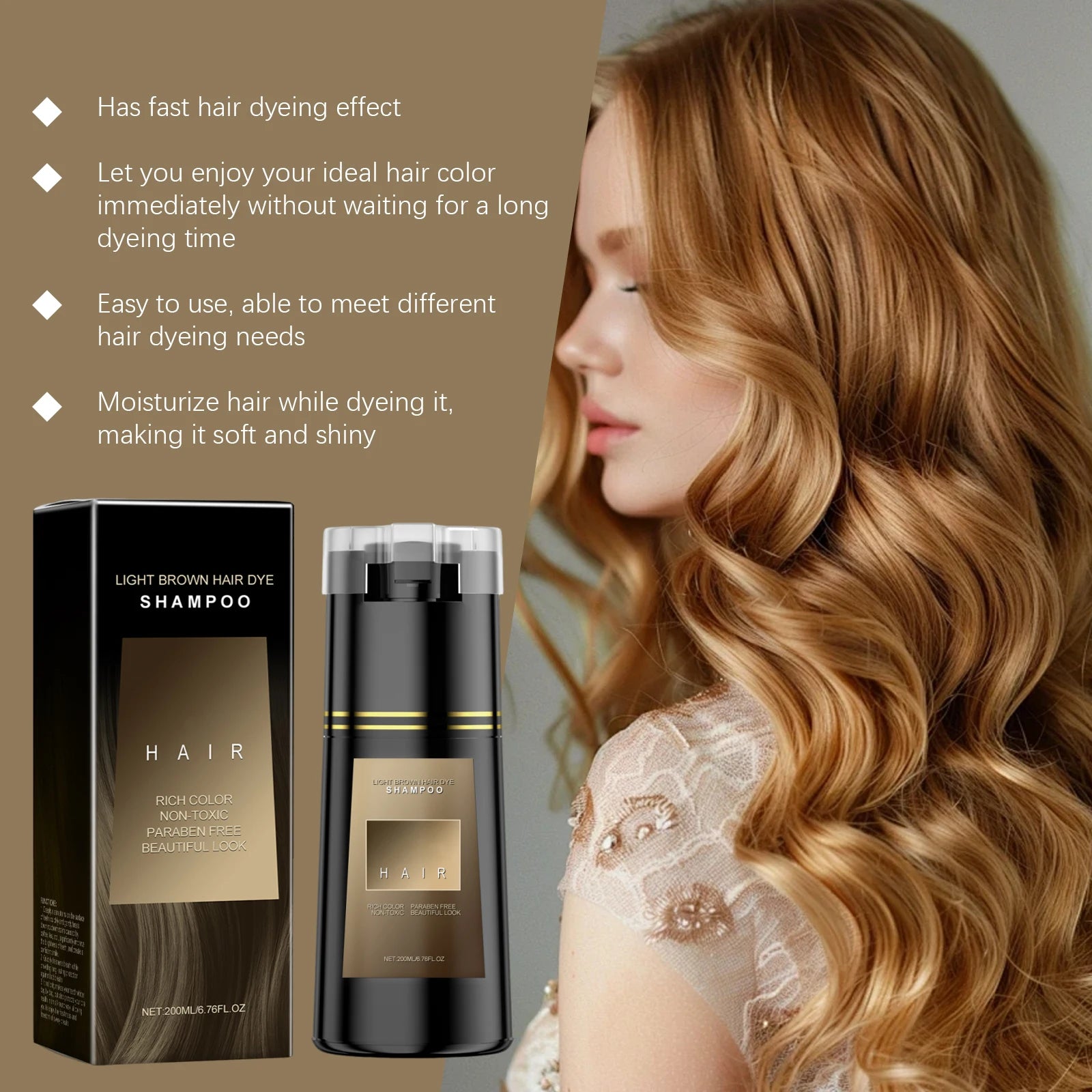 Hairdressing Shampoo Natural Hair Dye Easy to Color Clean Hair Strengthen Nourish Smoothing Non-irritating Fashion Dying Cream Peaceful Pleasures Health and Wellness