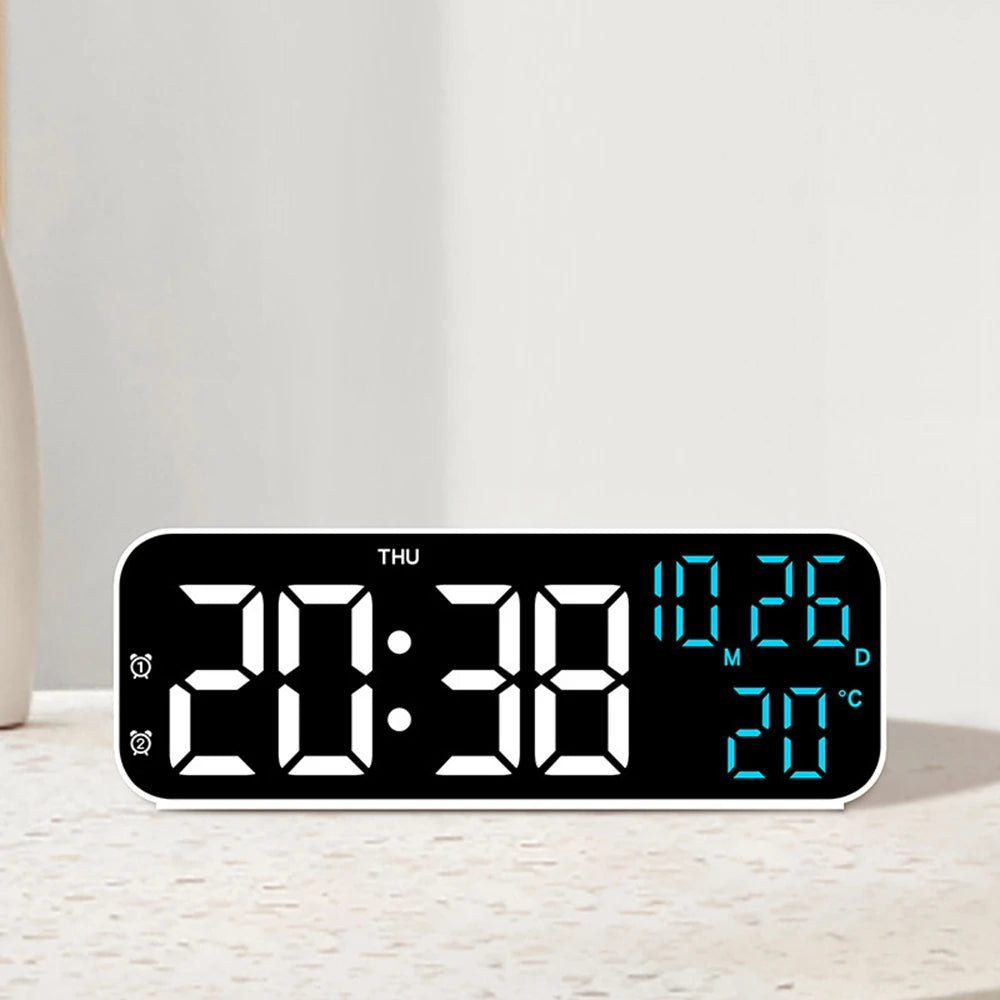 Digital Alarm Clock Temperature and Date Week Display Night Mode Table Clock Voice Control 12/24H Electronic LED Alarm Clocks Peaceful Pleasures Health and Wellness