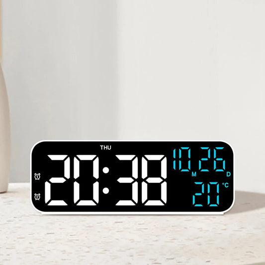 Digital Alarm Clock Temperature and Date Week Display Night Mode Table Clock Voice Control 12/24H Electronic LED Alarm Clocks Peaceful Pleasures Health and Wellness