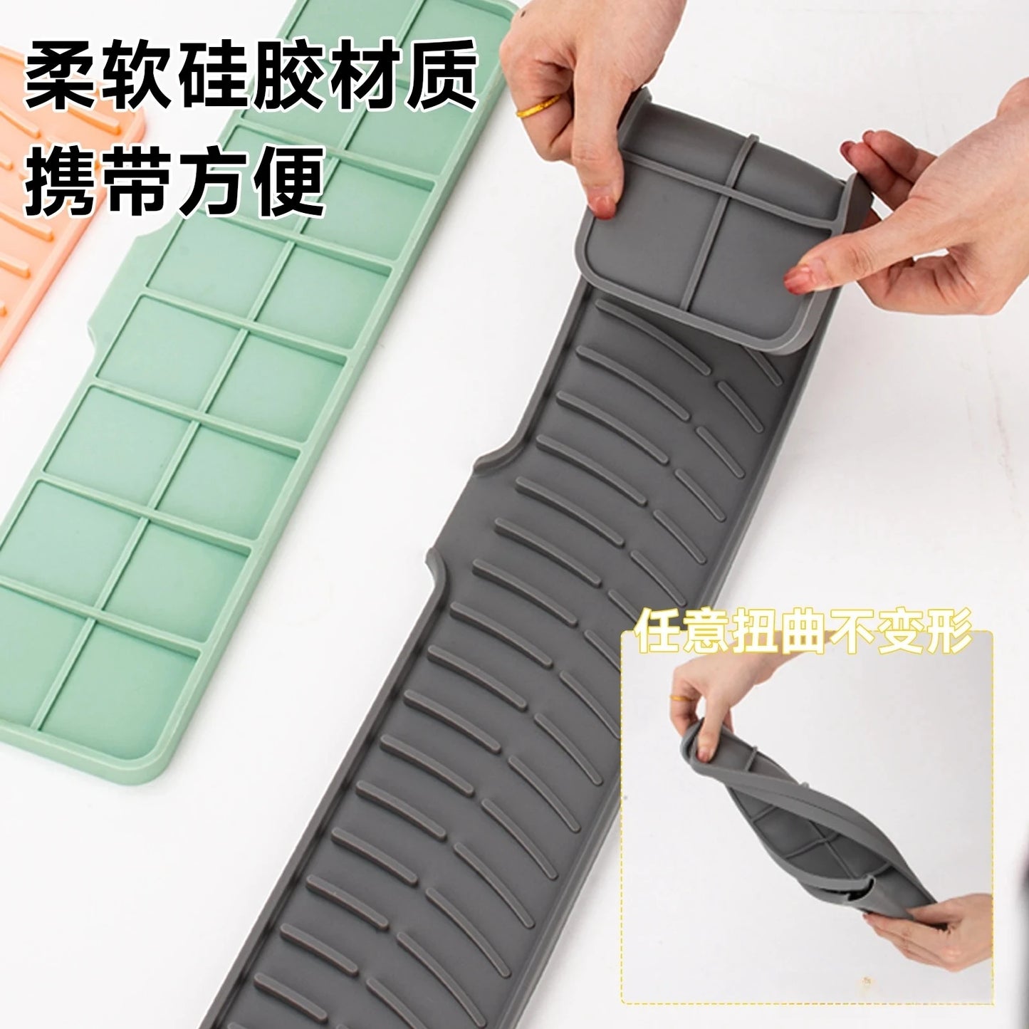 Sink Silicone Drain Mat Slope Diversion Water Pad Narrow Edge Water Control Mat Basin Splash Guard Pad Heat Resistant Drain Pad Peaceful Pleasures Health and Wellness