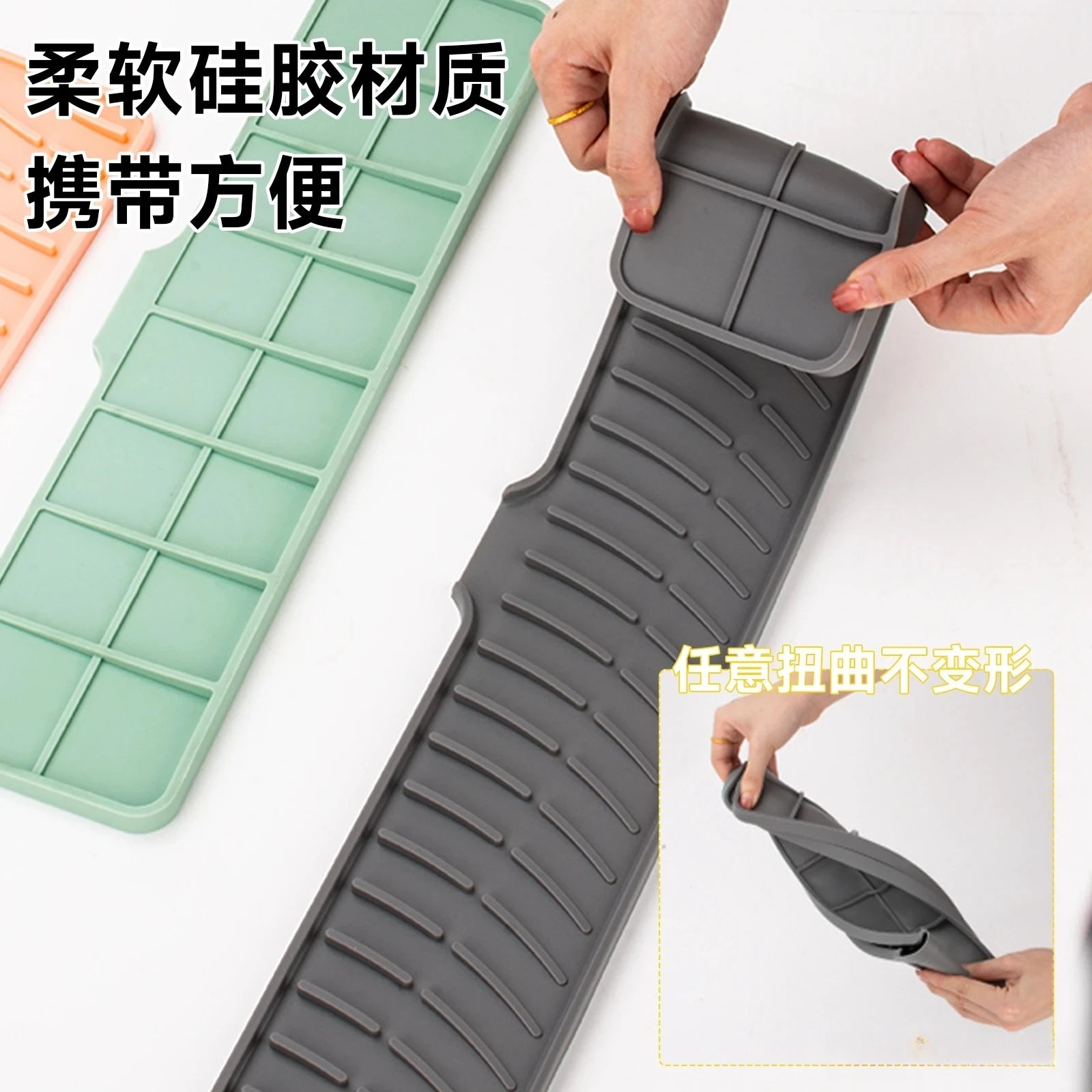 Sink Silicone Drain Mat Slope Diversion Water Pad Narrow Edge Water Control Mat Basin Splash Guard Pad Heat Resistant Drain Pad Peaceful Pleasures Health and Wellness
