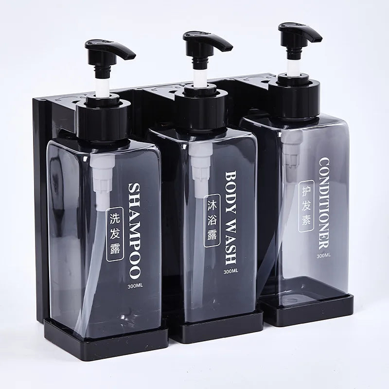 300ml Hotel Wall Mounted Soap DispenserSet,Refillable Shampoo And Conditioner Dispenser,for Bathroom Supplies Hotel Shower Peaceful Pleasures Health and Wellness Transparent-C
