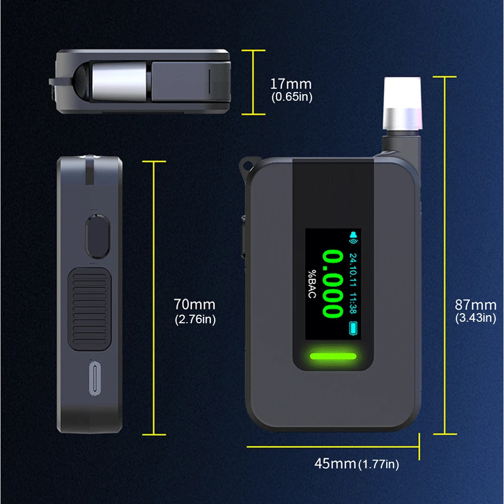 Electrochemical Alcohol Tester Voice Report Non-Contacting Electronic Breathalyzer Portable Alcohol Meter for Professional Use Peaceful Pleasures Health and Wellness