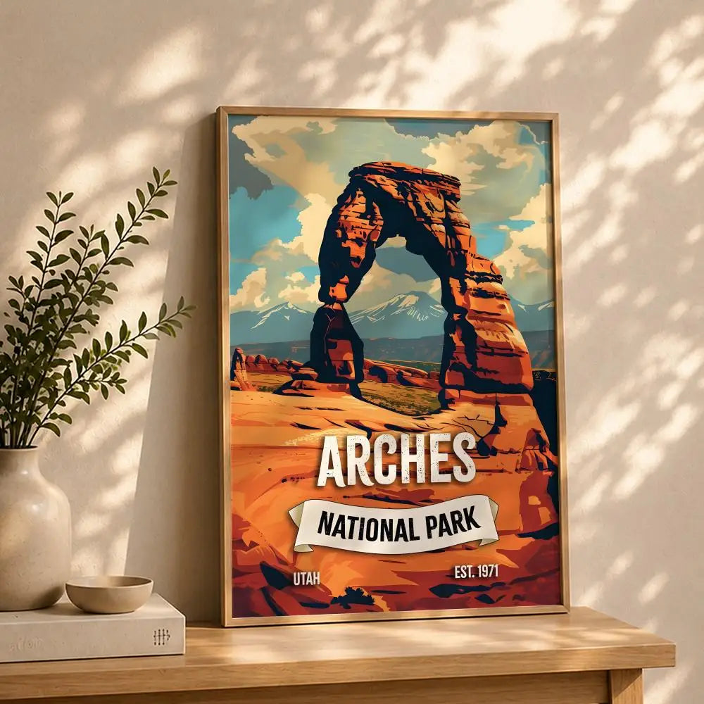 Scenery A-Arches National ParkS Poster HD Self Adhesive Waterproof Wall Art Ideal for Home Office Dorm Bedroom Great Gift Peaceful Pleasures Health and Wellness White5 21X30cmNoframe