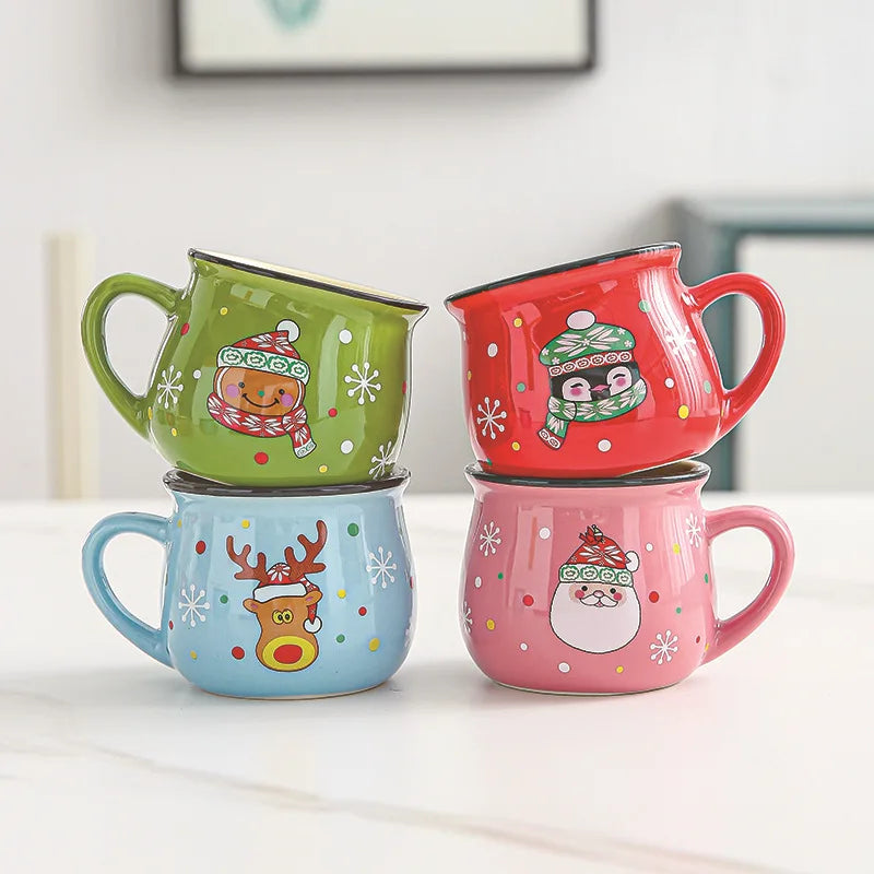 Christmas Ceramic Mug Cartoon Santa Mousse Cup Coffee Cup For Home Office Baking Dessert Breakfast Milk Mug For Kids Xmas Gift Peaceful Pleasures Health and Wellness