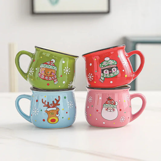 Christmas Ceramic Mug Cartoon Santa Mousse Cup Coffee Cup For Home Office Baking Dessert Breakfast Milk Mug For Kids Xmas Gift Peaceful Pleasures Health and Wellness