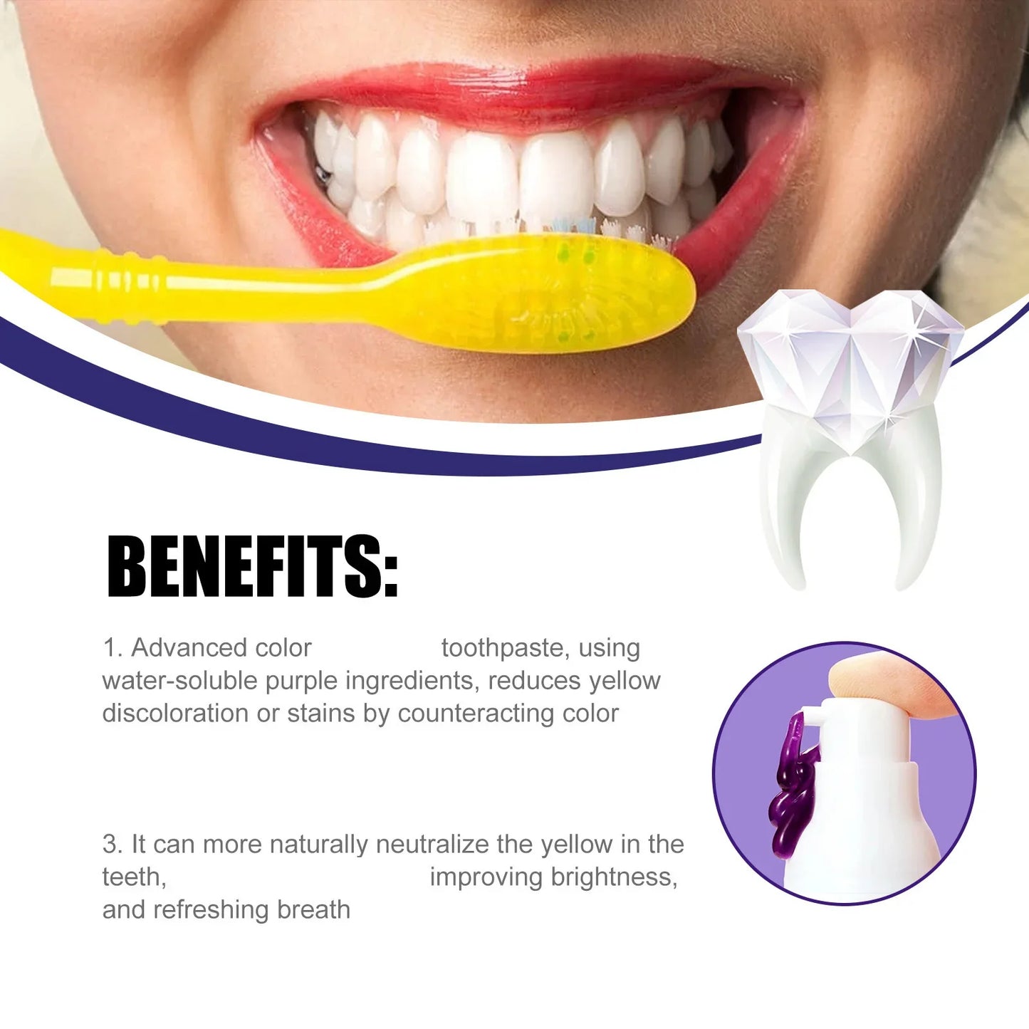 Purple Whitening Mousse Toothpaste 50ml – Fresh Breath & Clean