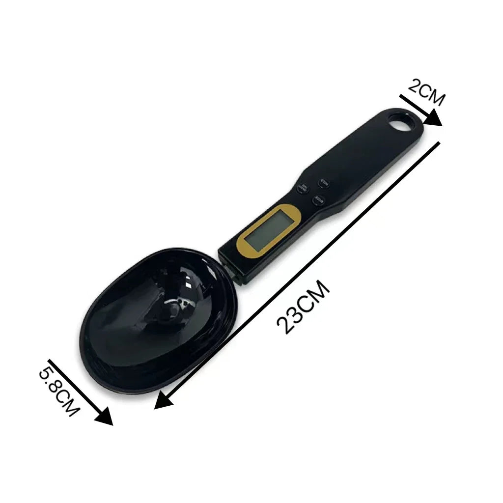 Mini Electronic Precision Digital Spoon Scale 500g 0.1g LCD Digital Measuring Food Flour Milk Coffee Scale Kitchen Tool Peaceful Pleasures Health and Wellness black