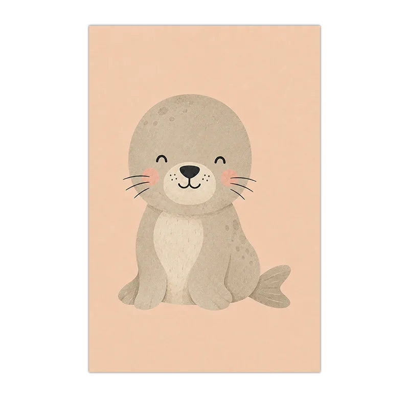 Nursery Animal Wall Art Cute Wildlife Canvas Painting Nordic Poster Print For Kids Bedroom Wall Decor Peaceful Pleasures Health and Wellness