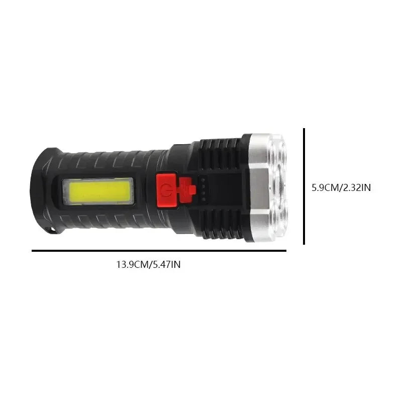 5-LED Rechargeable Camping Flashlight with Side Light & 3 Modes