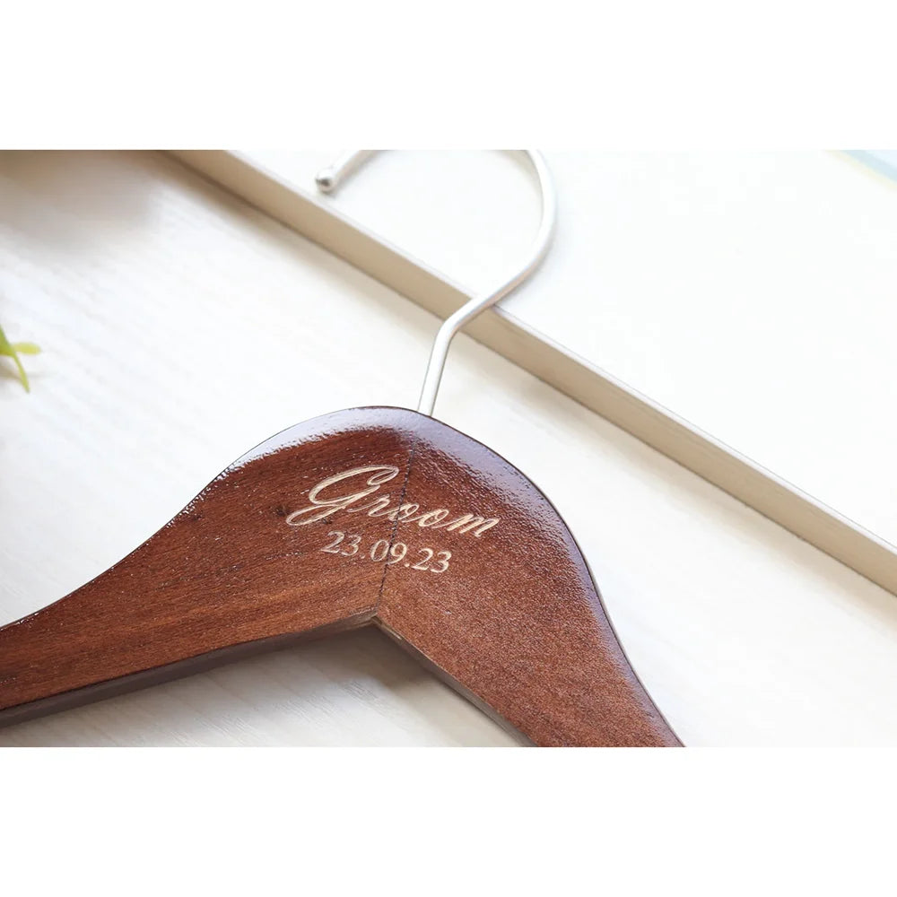 Personalized Groom Wedding Hanger – Engraved Brown Wood Bowtie Personalized Wedding Hanger Peaceful Pleasures Health and Wellness