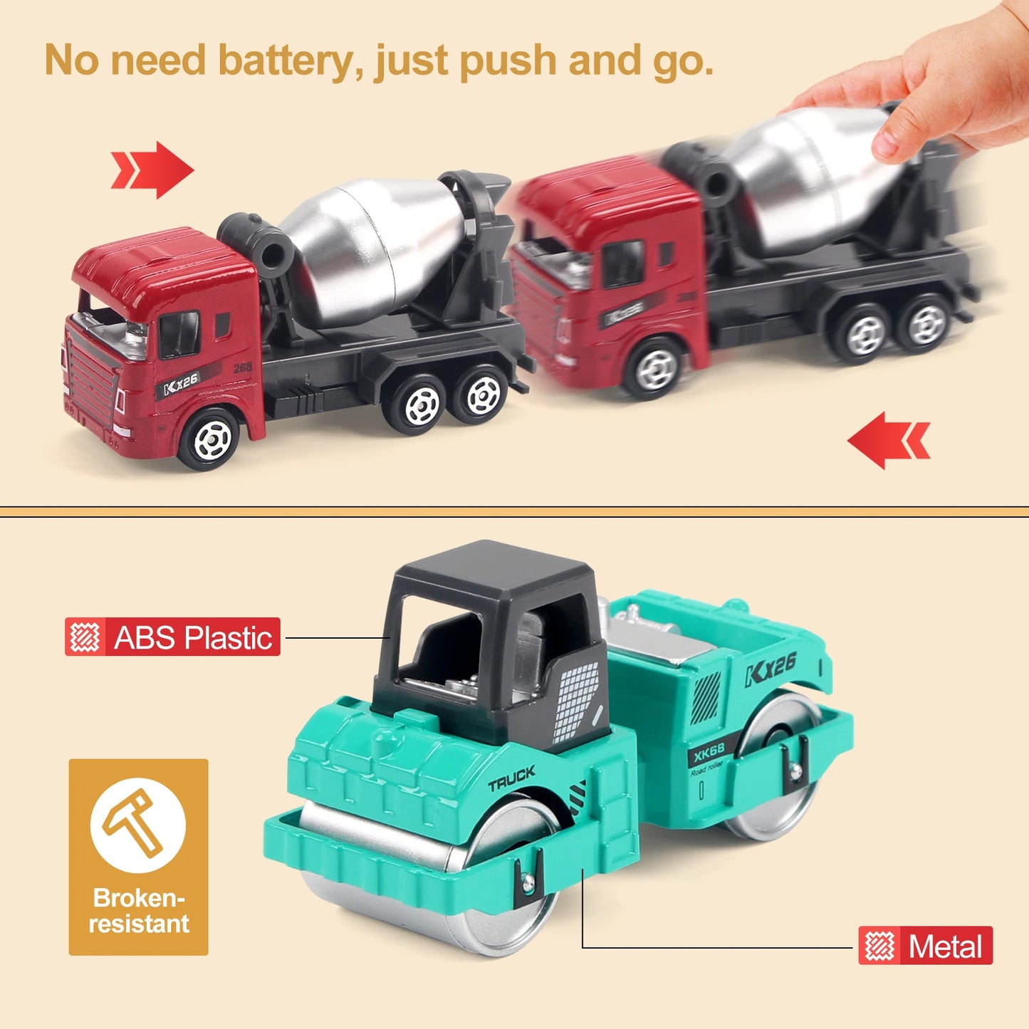 Alloy Engineering Truck Mat&road Sign Classic Construction Model