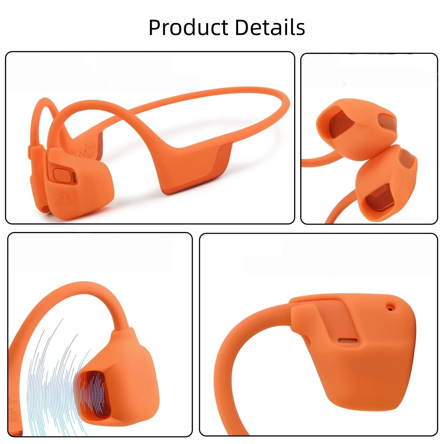 Dark Gray/Light Gray/Orange Headphone Case For Shokz OpenRun Pro 2 Headphones Features A Tapered Wraparound Design Peaceful Pleasures Health and Wellness