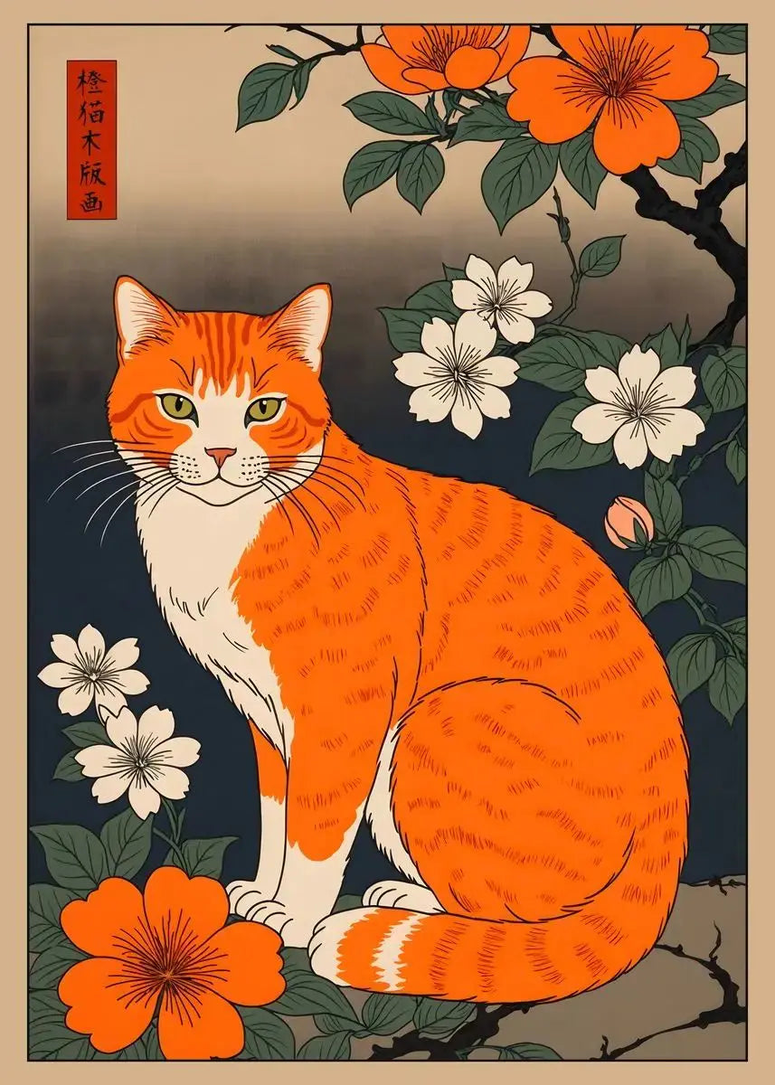 Japanese Animal Canvas Print | Vintage Tiger Fox Deer Retro Poster