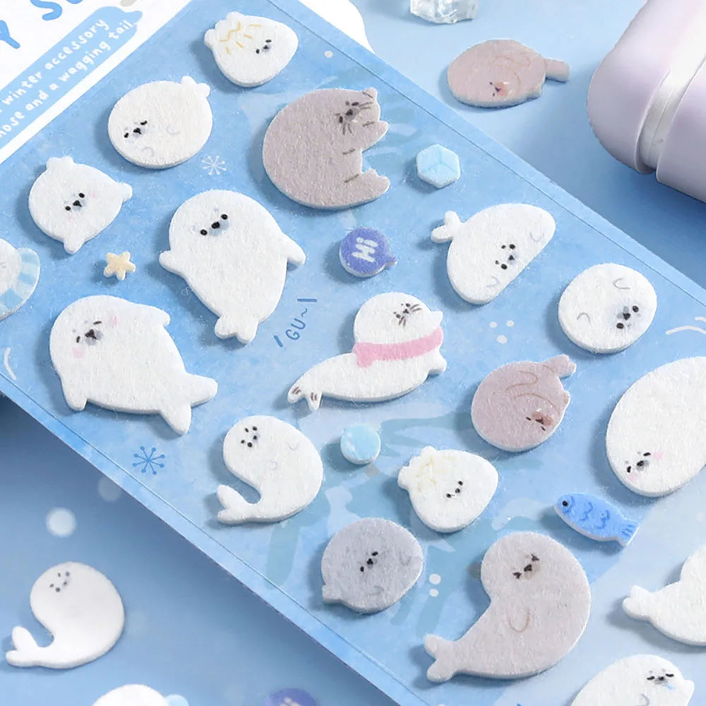 Felt Stickers Polar Letters Soft Cute Arctic Animal Patterns DIY