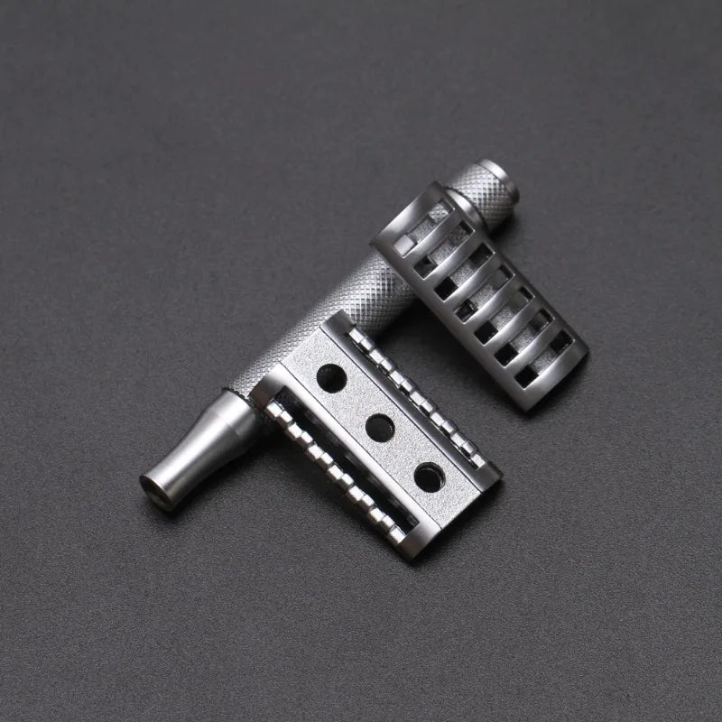 2026 Flash Sale YAQI KNIGHT-HELMET razor Head Stainless Steel Handle DE Safety Razor for Men Peaceful Pleasures Health and Wellness