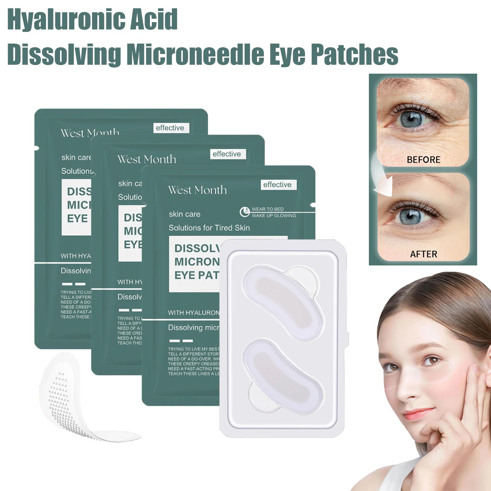 Microneedle Eye Patches – Hyaluronic Acid, Dark Circles & Wrinkles Peaceful Pleasures Health and Wellness