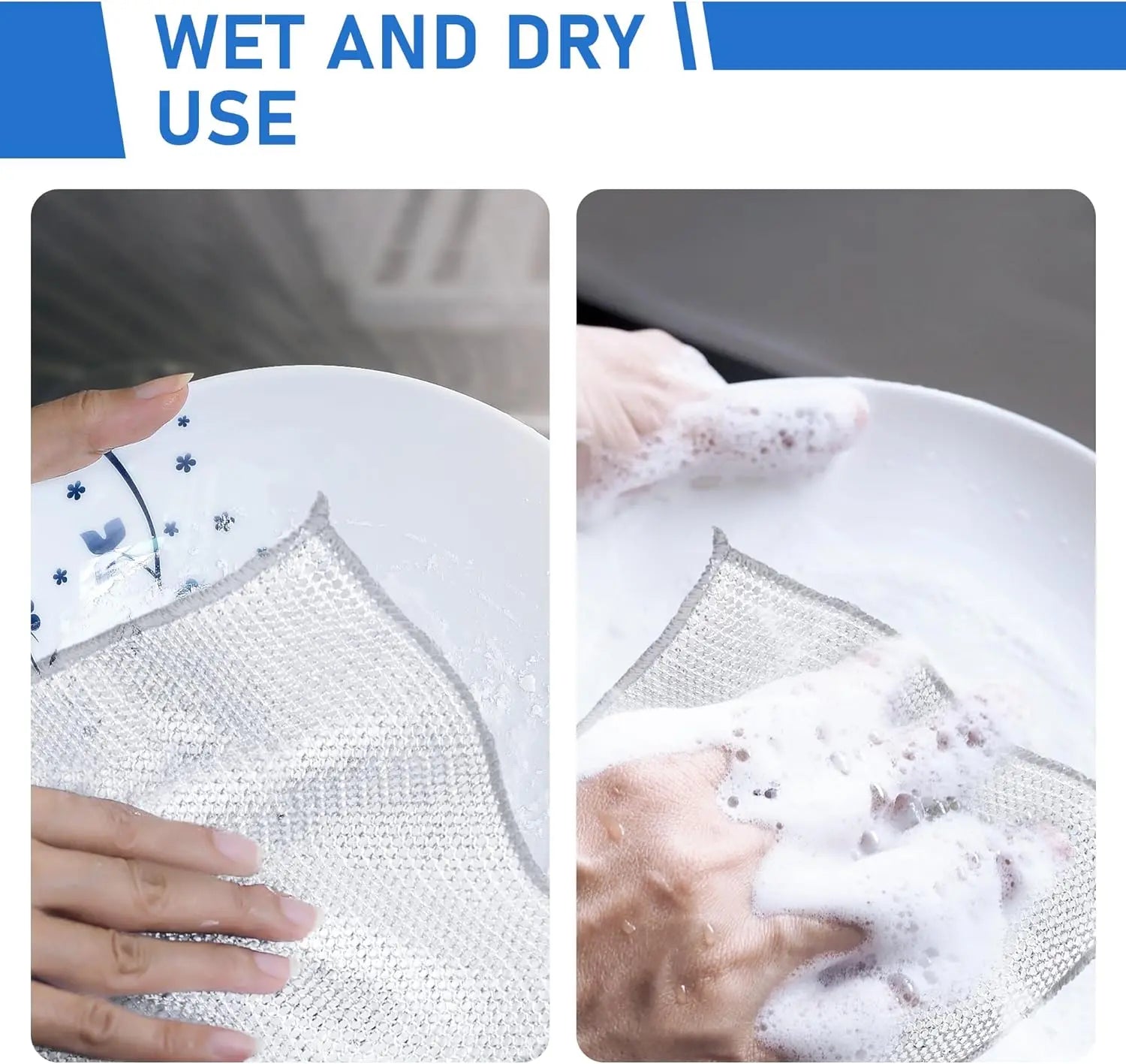 Non-Scratch Steel Wool Dishcloth - Multi-Use Kitchen Scrubbers, Durable Cleaning Pads for Wet & Dry Use White Peaceful Pleasures Health and Wellness
