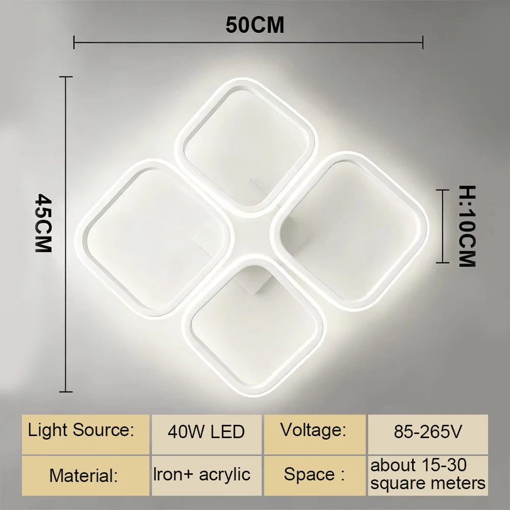 RUNTOIN Modern LED Flush Mount Ceiling Light | Acrylic Lamp LED Ceiling Light Peaceful Pleasures Health and Wellness LX4F-WH 3-Color light