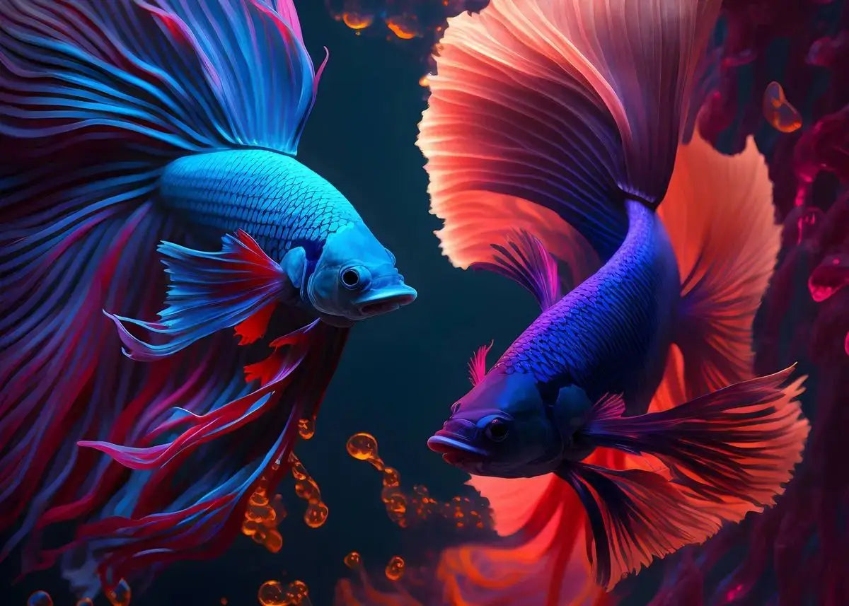 Tropical Fish Canvas Wall Art | Betta Goldfish Rainbow Fish Print