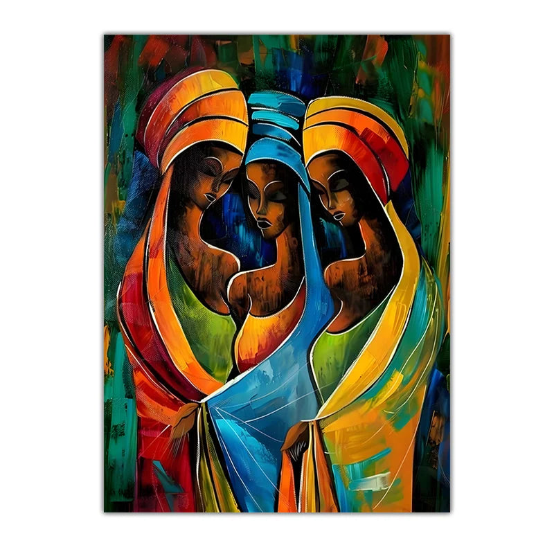 Abstract Wall Art Ethnic African Tribal Female Modern Abstract Oil Painting Canvas Painting Western Style Living Room Wall Decor Peaceful Pleasures Health and Wellness 01 15x20cm No Frame China Mainland