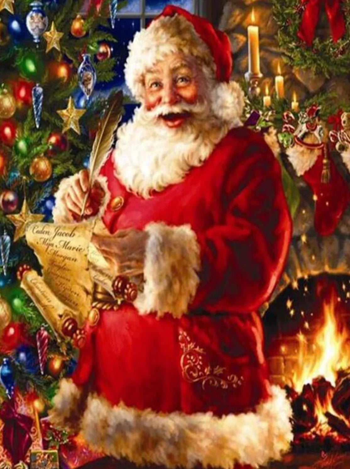 Santa Claus Diamond Painting Kit with Frame | Christmas Art