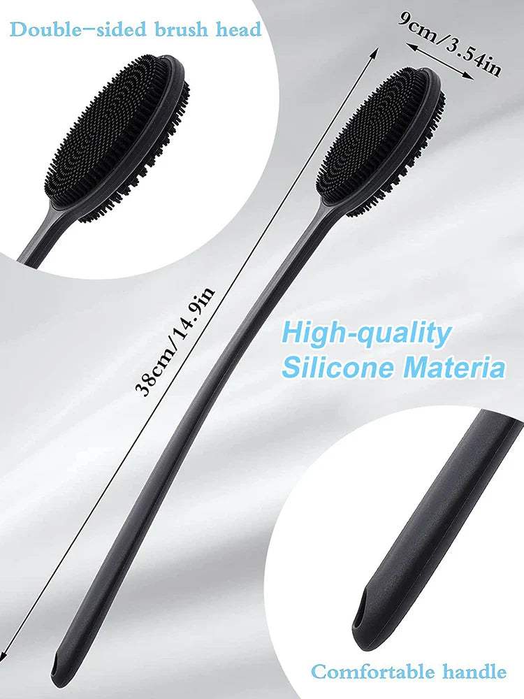 Long Handle Bath Brush & Scalp Massage Brush Set – 2-Piece
