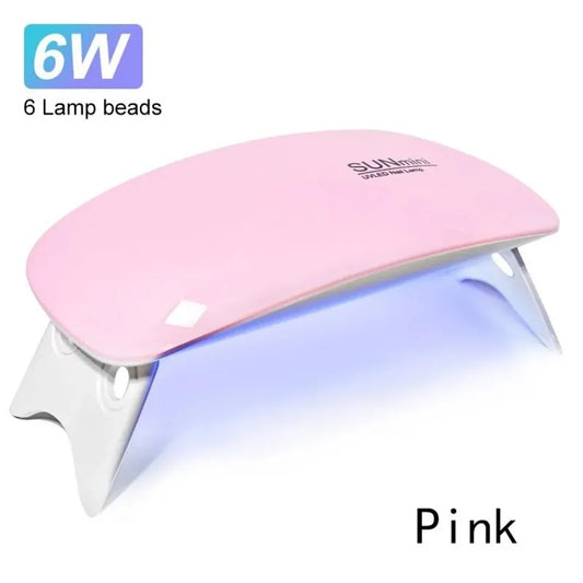 Mini UV LED Nail Lamp 6W – Portable Gel Polish Dryer & Manicure Tool UV LED Nail Dryer Peaceful Pleasures Health and Wellness Pink