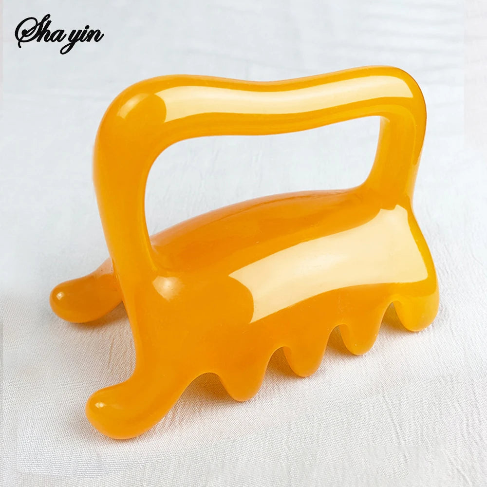 Resin Gua Sha Massage Comb, Double-Sided Body Scraping Tool for Back Neck Face, Blood Circulation Acupressure Massager Peaceful Pleasures Health and Wellness