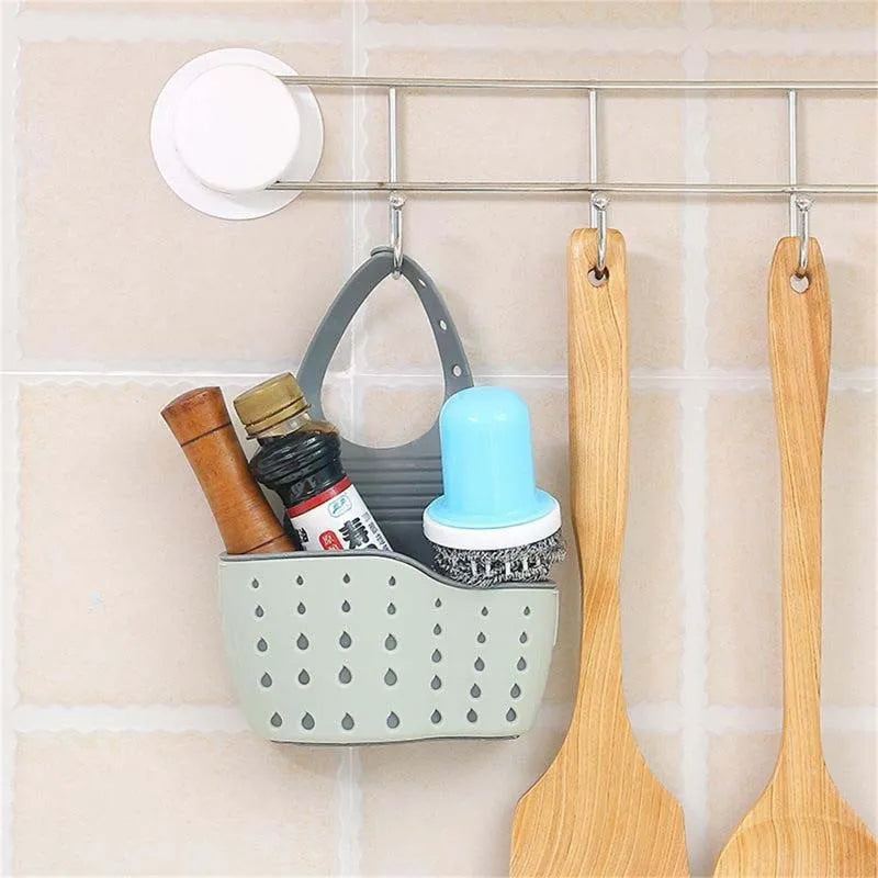 Sink Draining Hanging Basket Adjustable Kitchen Accessories Rubber Sink Bag Soap Sponge Shelf Faucet Holder for Bathroom 1PC Peaceful Pleasures Health and Wellness