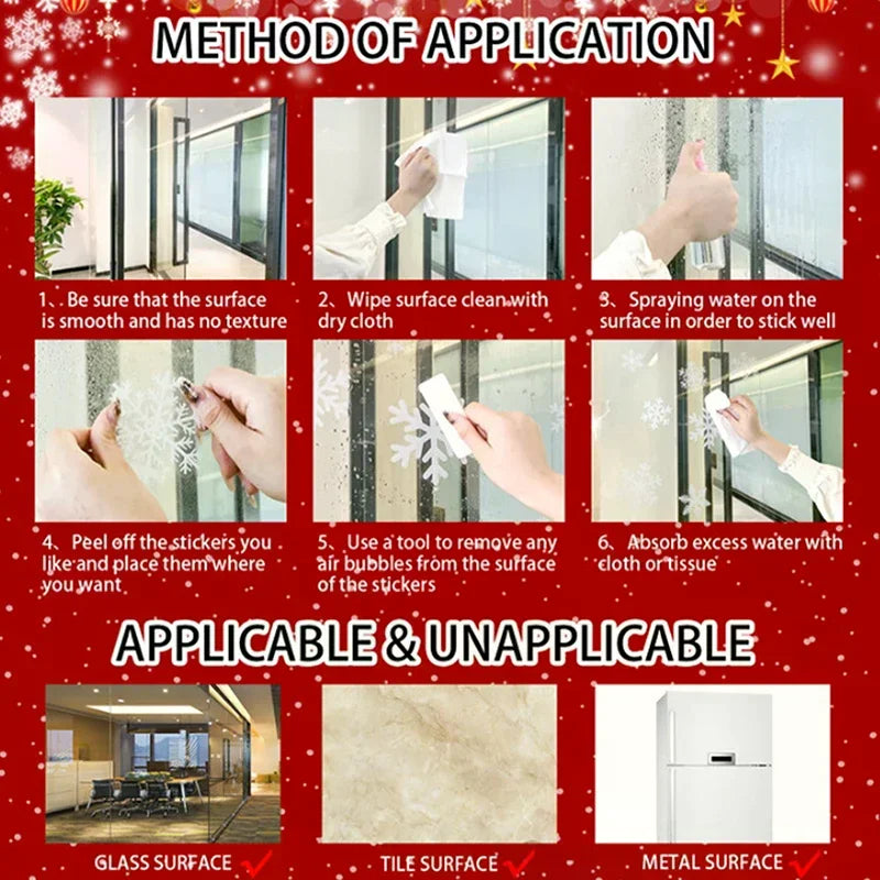 Blue Christmas Window Clings – Santa, Snowflakes & Reindeer Set