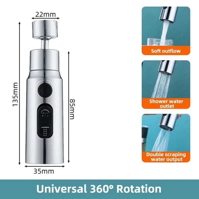 1pc Kitchen Faucet Aerator Faucet 3 Modes Bathroom Anti-splash Sprayer Kitchen Taps Anti-Splash Tap Booster Shower Filter Peaceful Pleasures Health and Wellness