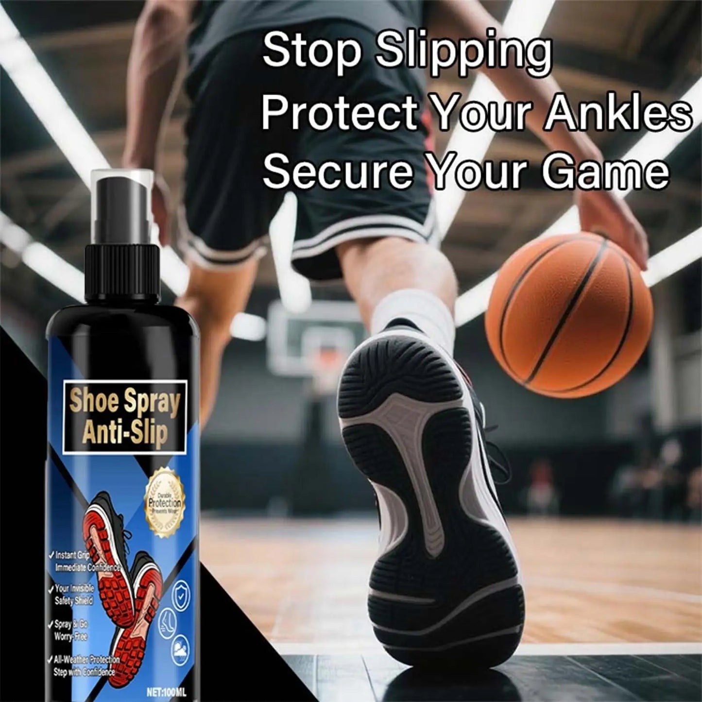 100ml Shoe Grip Spray Anti Slip Enhancer Sports Safety Traction Liquid for Basketball Soccer Tennis Golf Hiking Boots Sneakers Peaceful Pleasures Health and Wellness