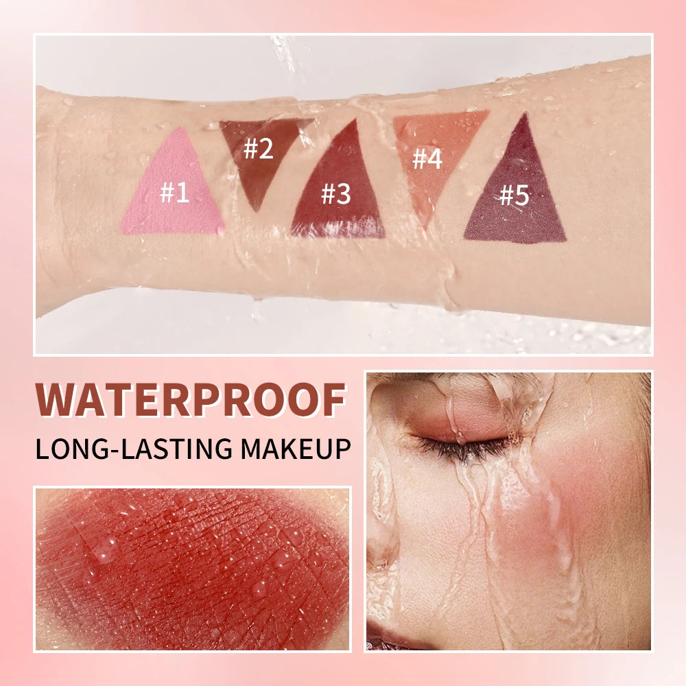 Lakerain Matte Cream Blusher Long-lasting Natural Makeup Triangle Box Design Oil-Resistant High Pigment Cream Blush Plate Peaceful Pleasures Health and Wellness