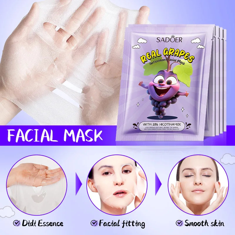 SADOER Fresh Fruit Face Masks 8pc – Hydrate & Brighten Skin