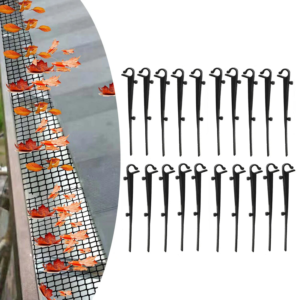 Gutter Clips Keep Gutters Clean Brush 20pk Black Gray Plastic Fixing