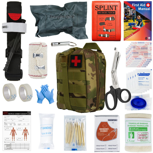 First Aid Kit Outdoor Survival Gear Molle Bag Medical Emergency IFAK Airway Military Tactical Tourniquet Bleeding Israel Bandage Peaceful Pleasures Health and Wellness Camouflage IFAK-D