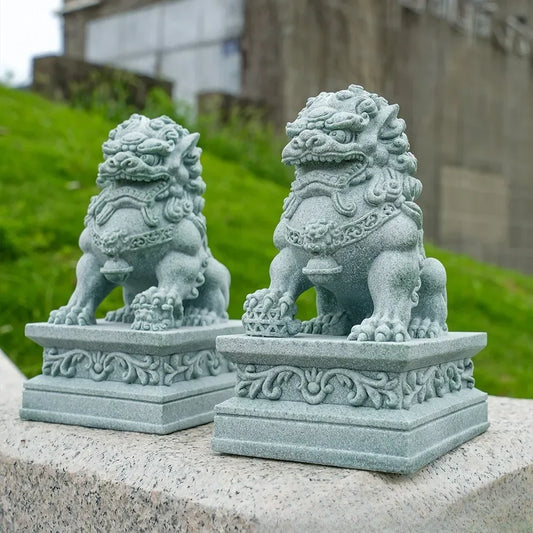 A pair of lucky and wealthy stone carvings of lions, Chinese feng shui qilin ornaments, home bar ornaments, desktop mascots Peaceful Pleasures Health and Wellness