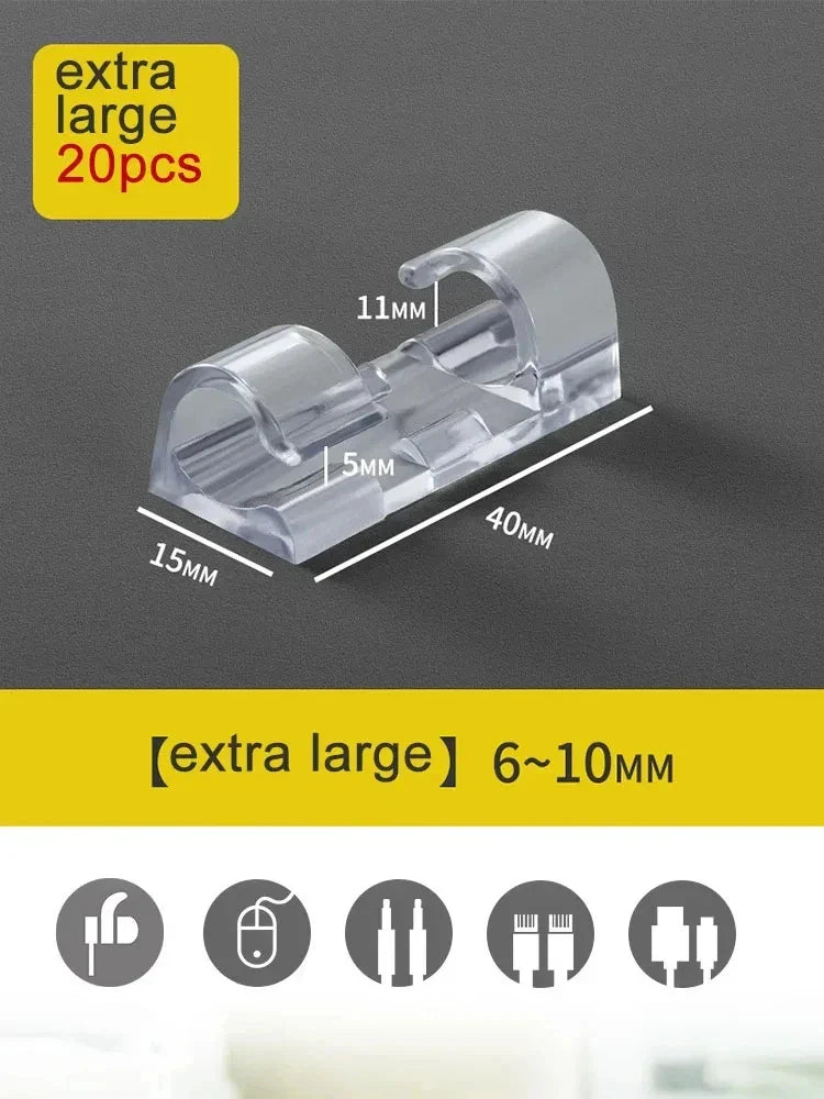 Self-Adhesive Cable Clips 20/100 Pack – Wire Organizer