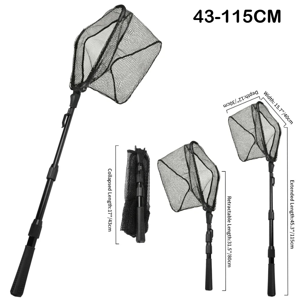 Triangle Fishing Landing Net with Telescoping Pole Handle Easy Catching or Releasing Fishing Net for Fly Trout Carp Course Sea Peaceful Pleasures Health and Wellness 43-115CM 1