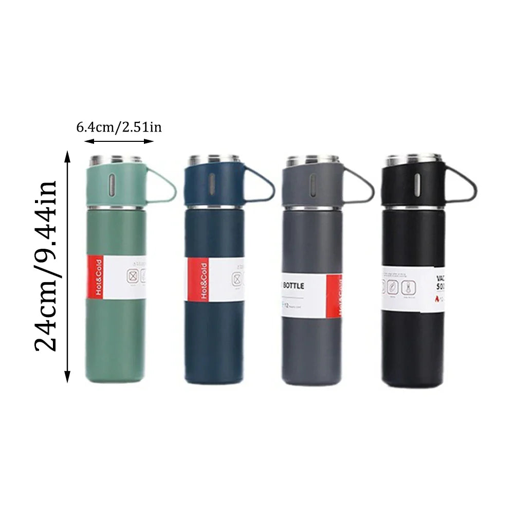 304 Stainless Steel Thermos Gift Set | 3 Lids, Hot & Cold