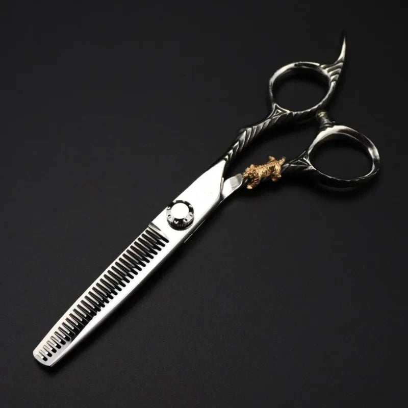 Premium Gold Tiger Barber Scissors - 6 Inch Straight & Thinning Hairdressing Shears, Professional Salon Cutting Tools Peaceful Pleasures Health and Wellness Thinning