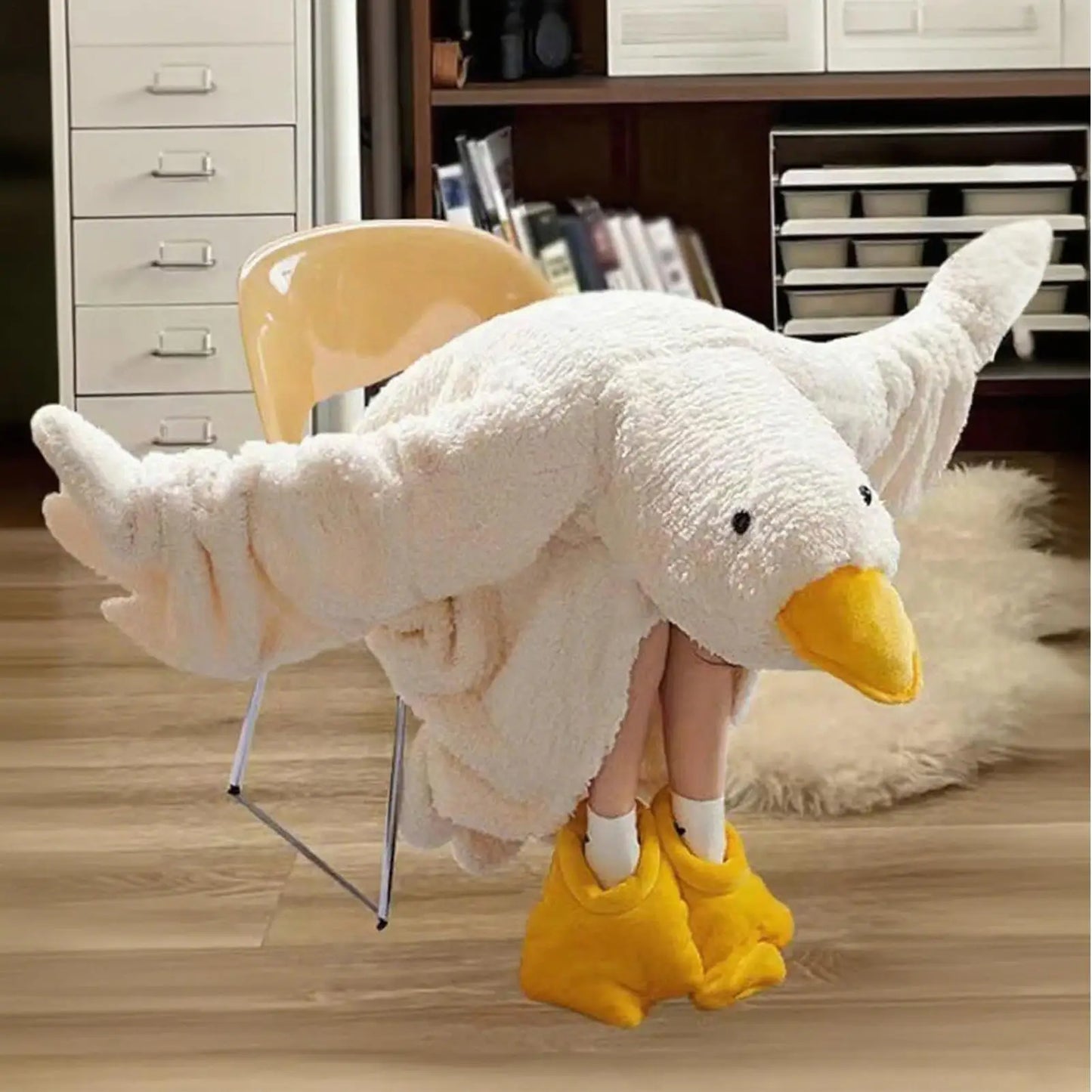 Cartoon Goose Wearable Blanket Hooded Onesie Robe – Adults & Kids