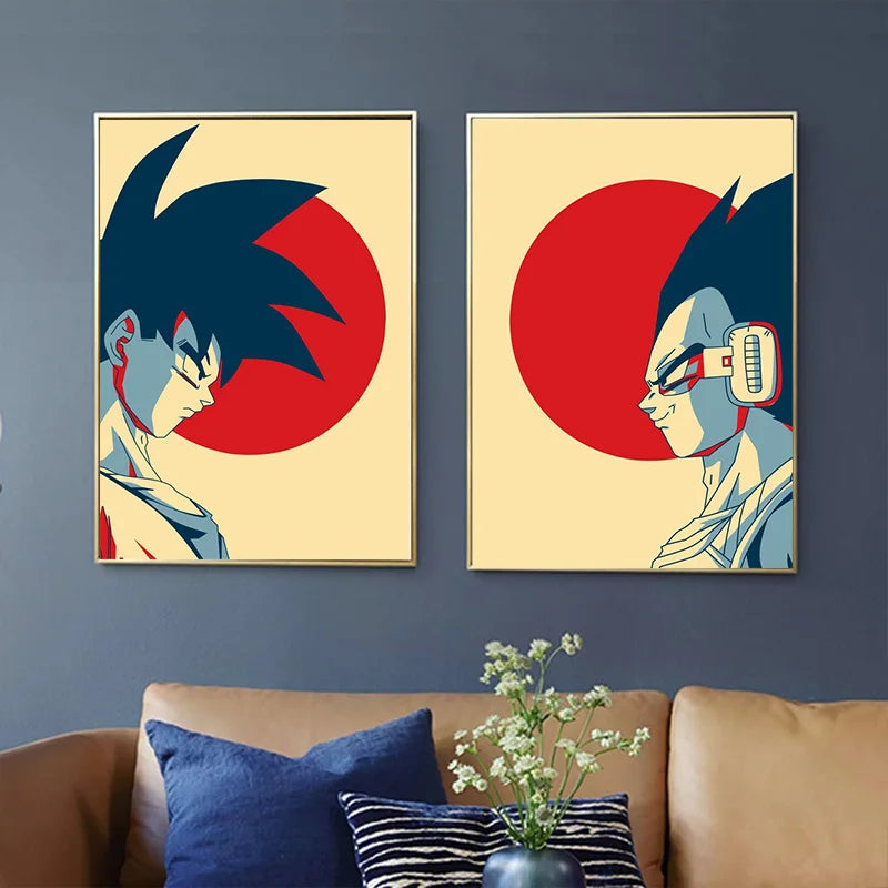Classic Japanese Anime Surrounding Dragon Ball Goku Vegeta Poster Vintage Canvas Painting Print Picture Children Gift Cuadros Peaceful Pleasures Health and Wellness