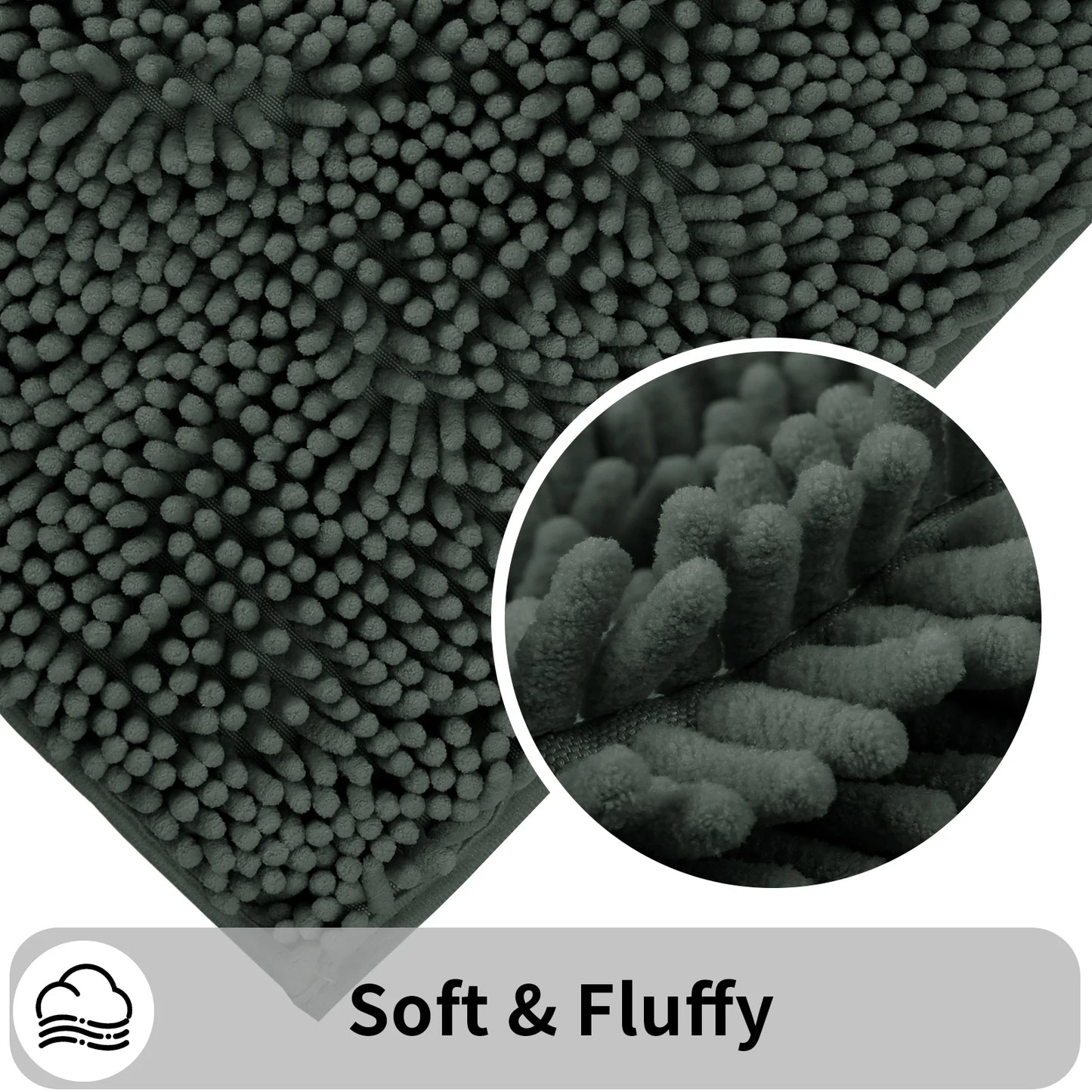 Toilet Rug U-Shaped Super Absorbent Chenille Bathroom Mats Non-Slip Backing Machine Washable For Bathrooms Floor Decoration Peaceful Pleasures Health and Wellness