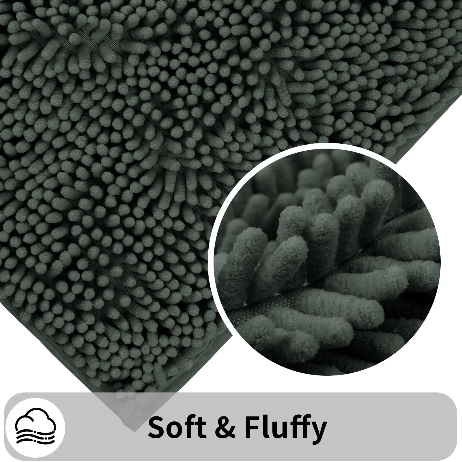 Toilet Rug U-Shaped Super Absorbent Chenille Bathroom Mats Non-Slip Backing Machine Washable For Bathrooms Floor Decoration Peaceful Pleasures Health and Wellness