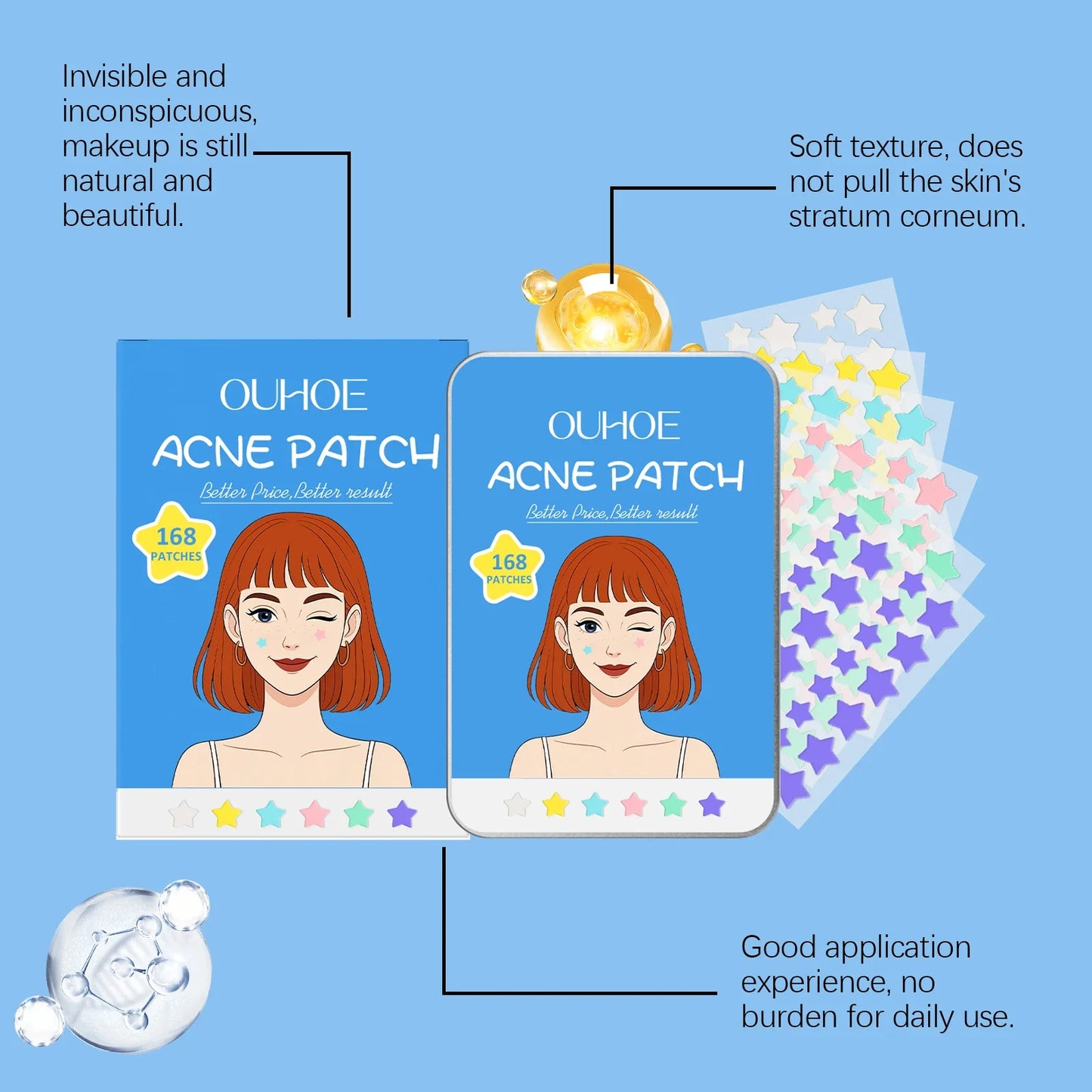 Star Shape Pimple Patches – 168pc Invisible Acne Stickers