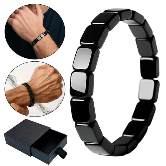 Hematite Black Obsidian Beaded Stretch Bracelet | Men & Women Beaded Stone Bracelet Oasis Select 3pcs