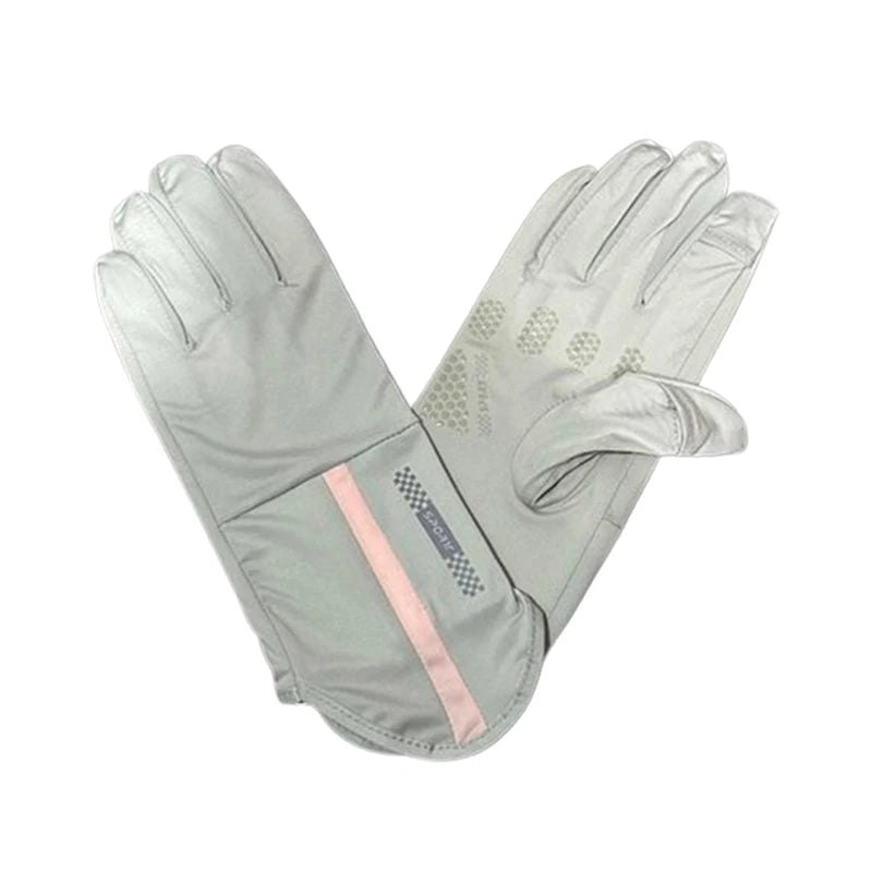 Summer Sun Protection Gloves Women Thin Ice Silk UV Protection Touch Screen Anti-slip for Driving and Cycling Breathable Gloves Peaceful Pleasures Health and Wellness