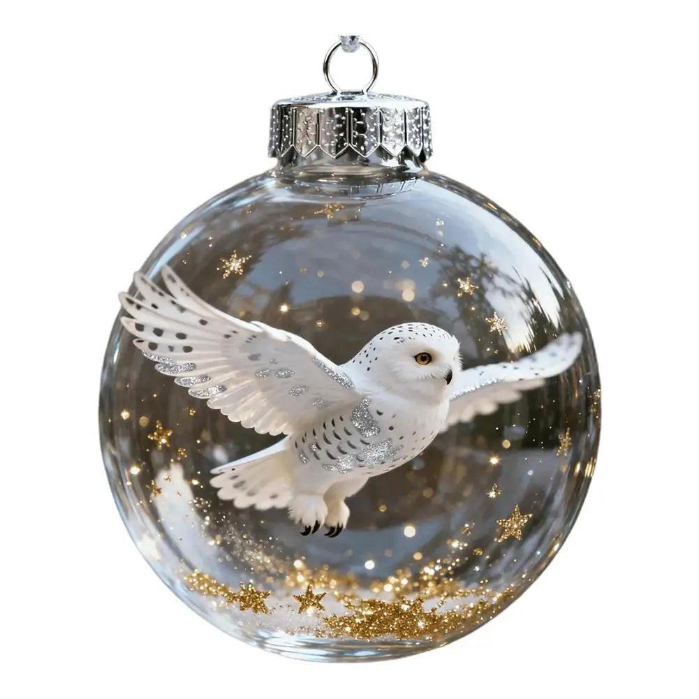 Acrylic Cardinal & Hummingbird Christmas Ball Ornament 8cm